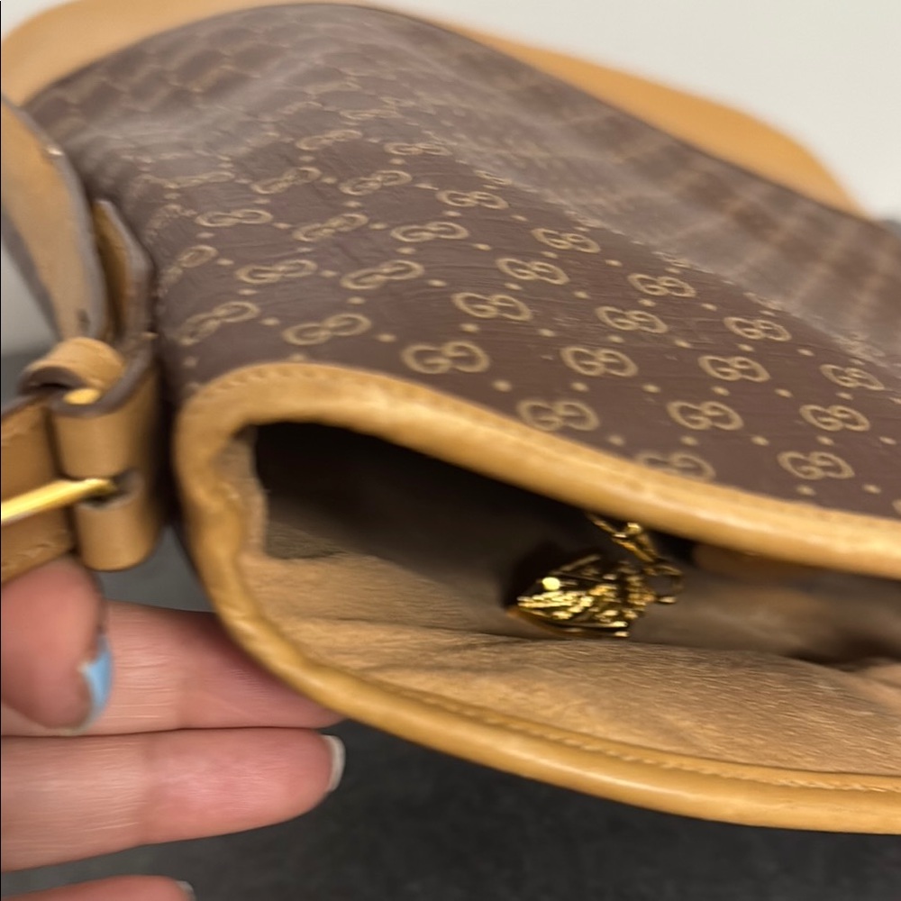 Vintage Gucci Brown and Tan Monogram Shoulder Bag - Picture 14 of 16